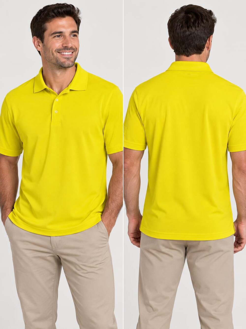 PGA Tour Polo Shirt Size L Yellow Short Sleeve Golf Top
